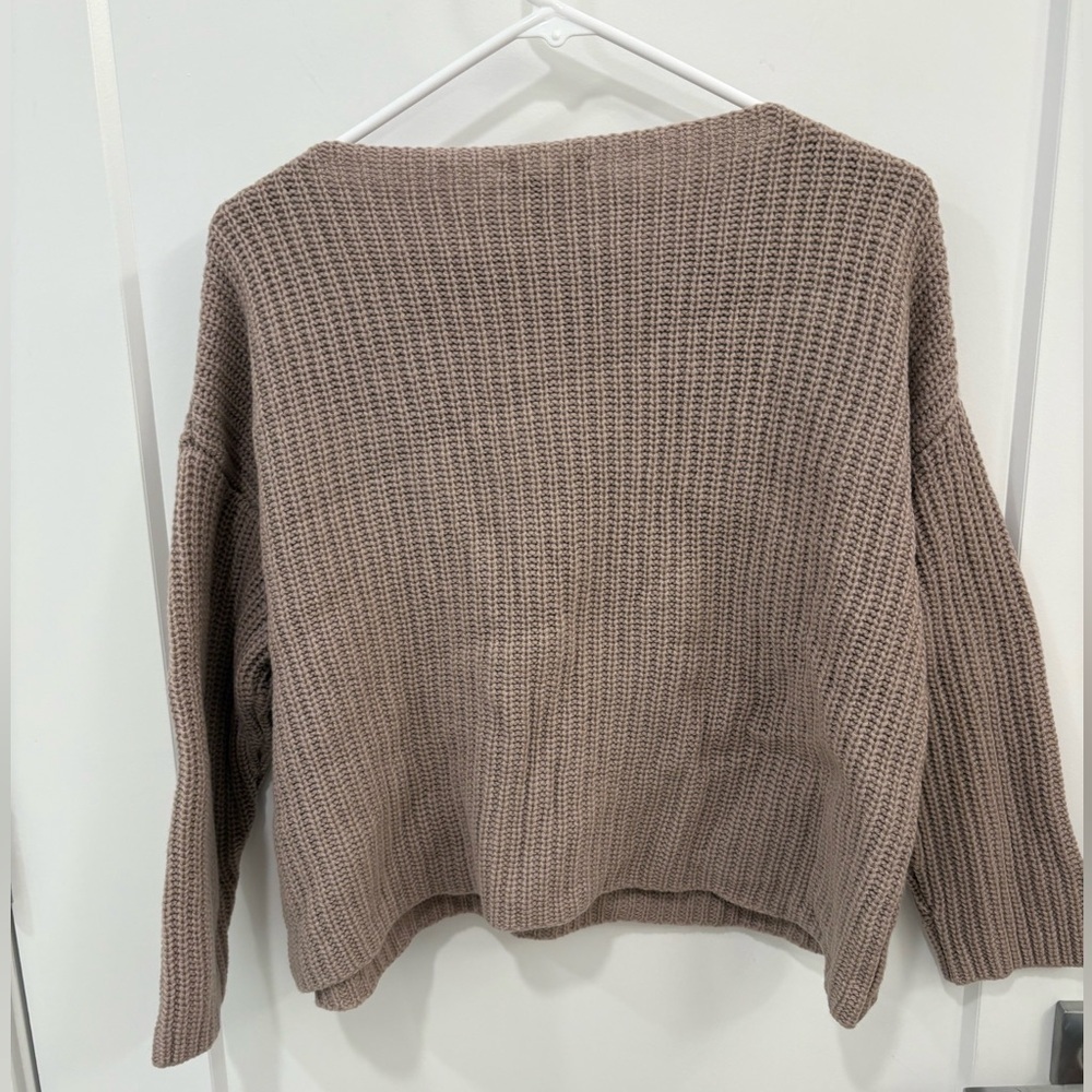 Vince Brown Boatneck Yak Wool Knit Cropped Sweater Size XS - Picture 8 of 13